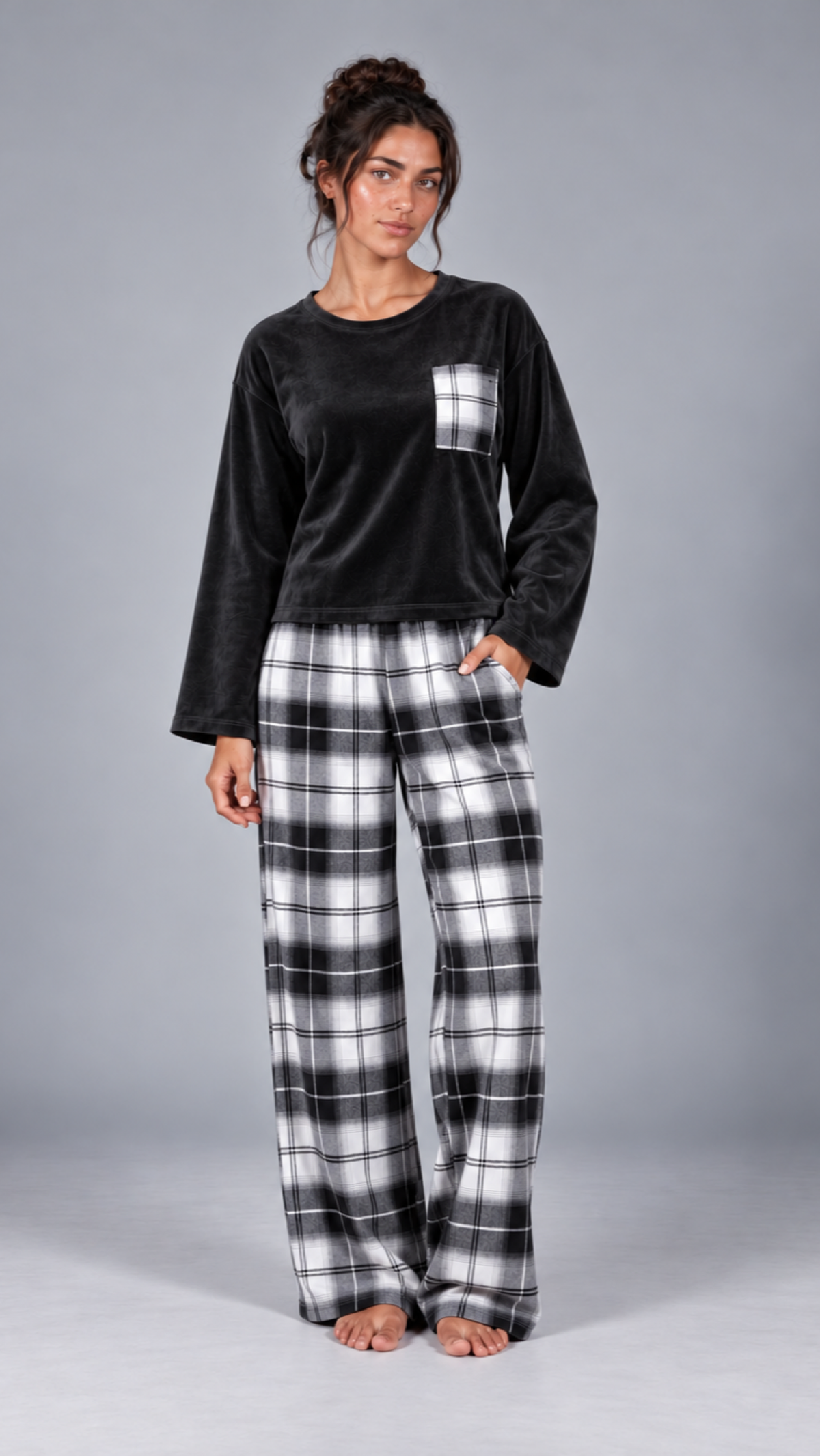 Black Check Pajama Set