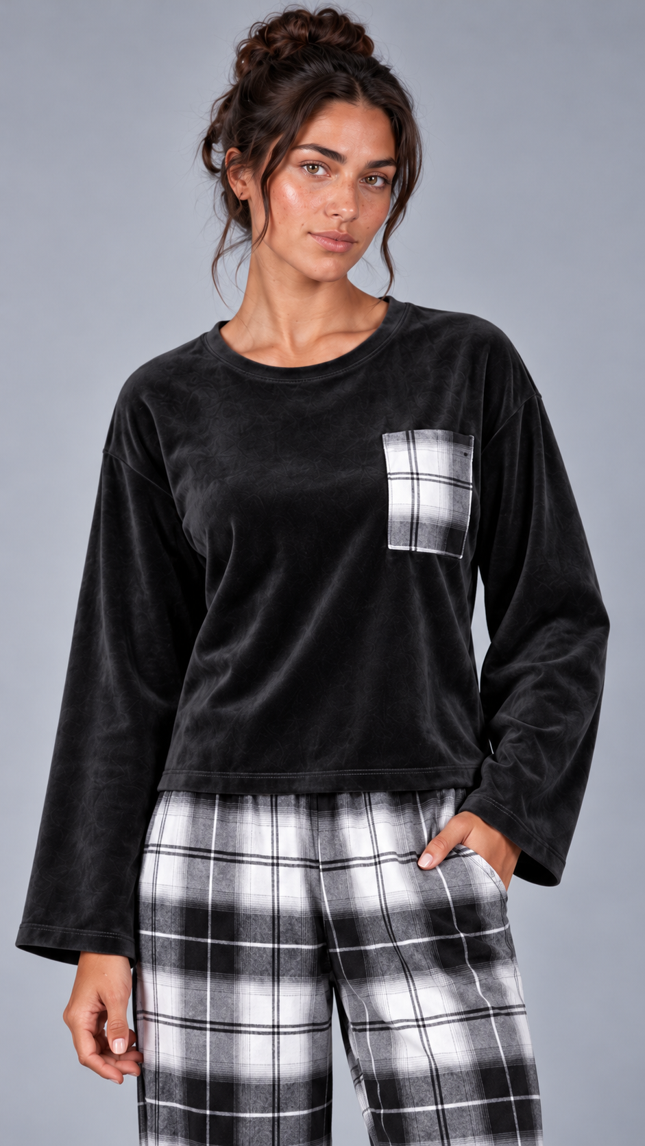 Black Check Pajama Set