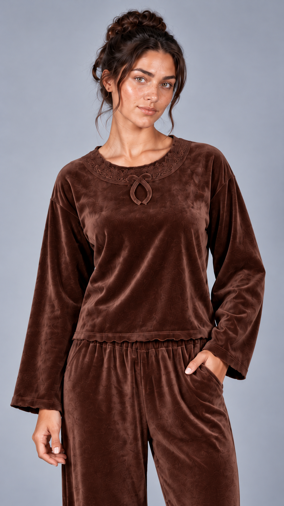 Mocha Velvet Pajama Set