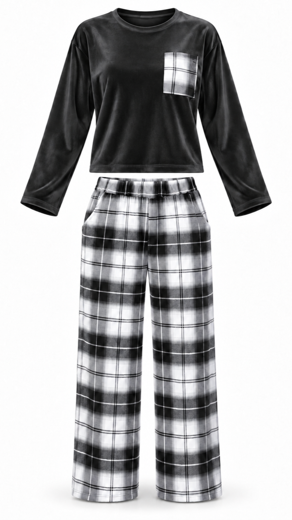 Black Check Pajama Set