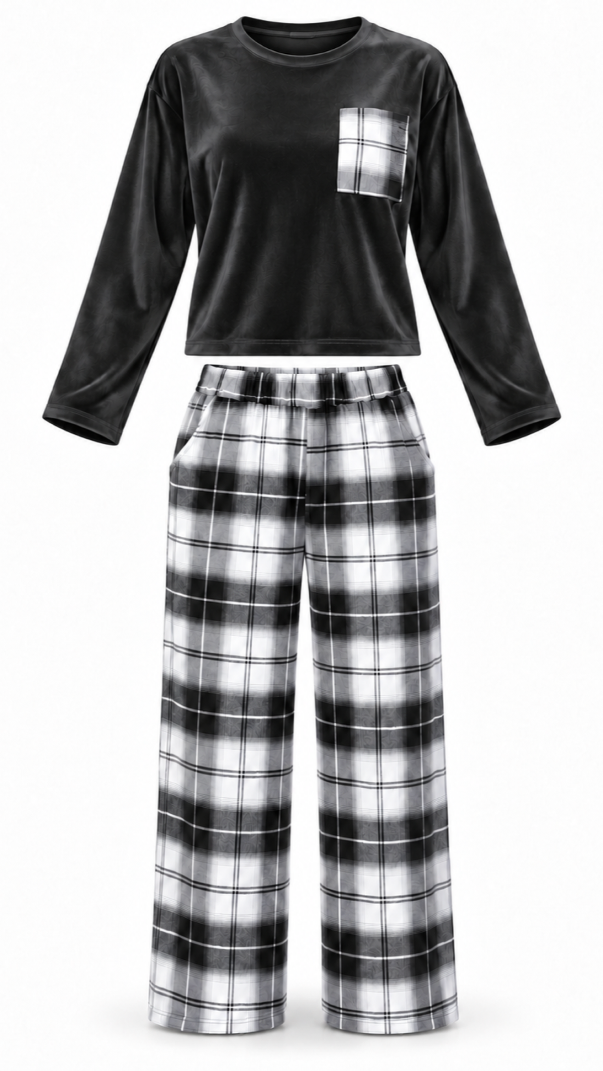 Black Check Pajama Set